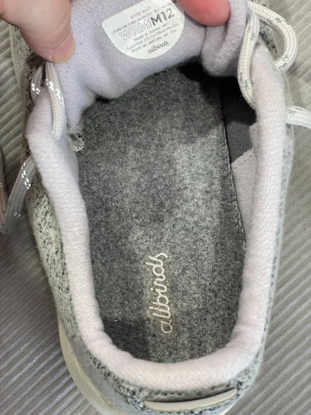 Allbirds Men's Wool Runners Grey Merino Wool Sneakers Size 12